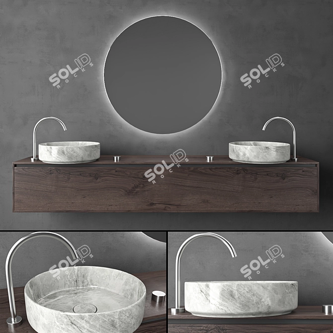 Modern Bathroom Set 3D Model 3D model image 1