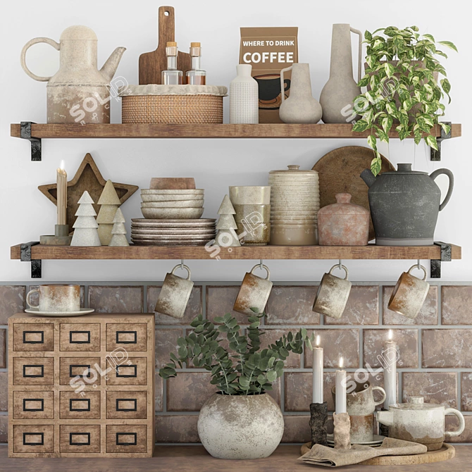 Exquisite Decorative Set for VRAY 3D model image 1