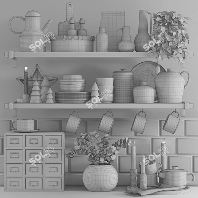 Exquisite Decorative Set for VRAY 3D model image 5