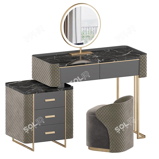 Luxury LED Makeup Vanity Set 3D model image 2