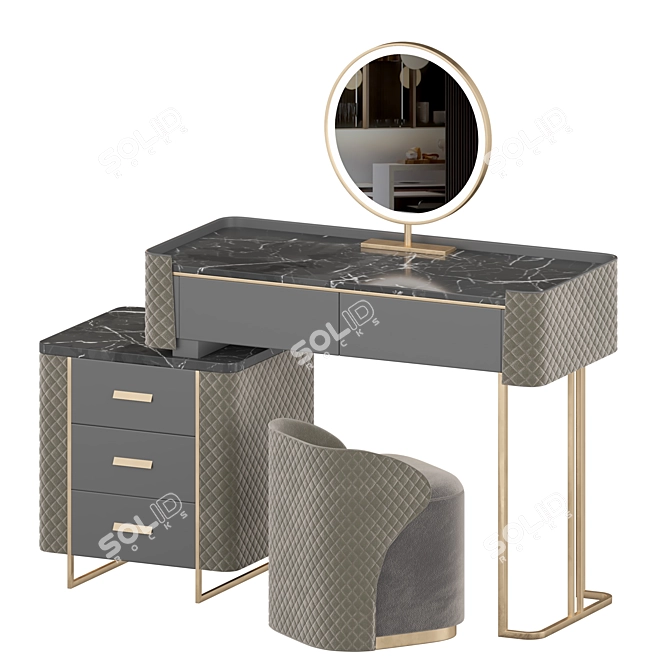 Luxury LED Makeup Vanity Set 3D model image 3