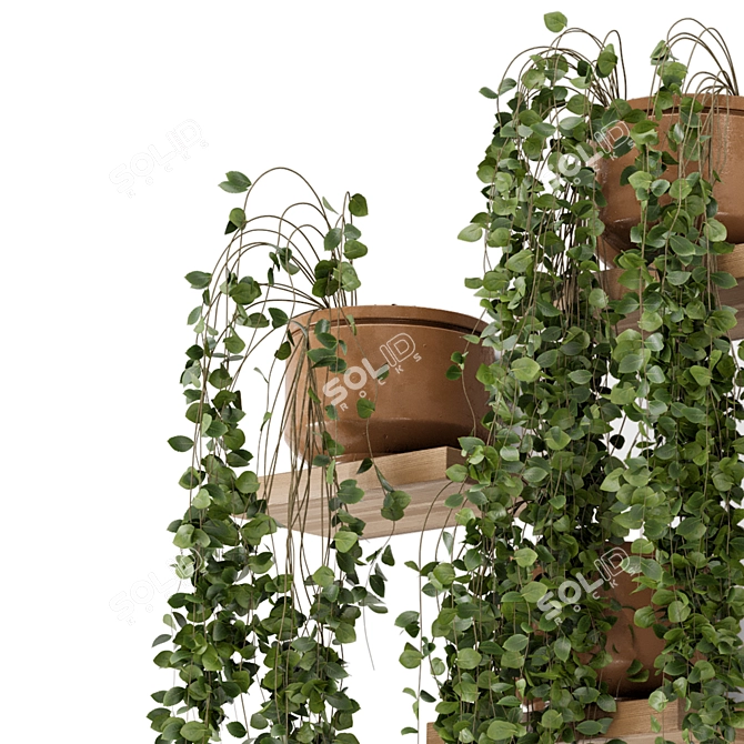 Concrete Pot Hanging Plants Set 3D model image 4