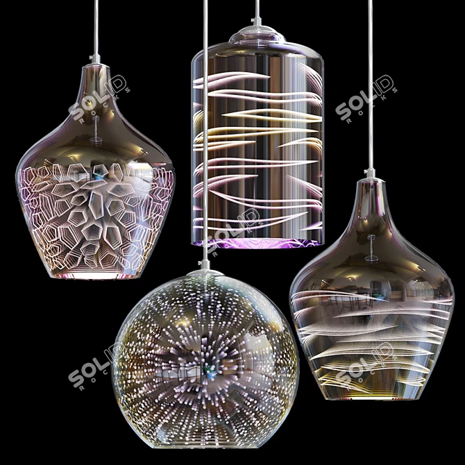 Multi-Reflection Pendant Lamp - Elegant Lighting 3D model image 1