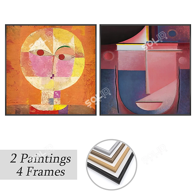 Wall Art Set with Frame Options 3D model image 1