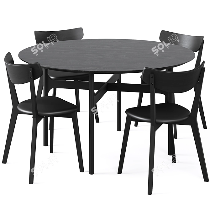 Rowico Home Colton Black Dining Set 3D model image 1