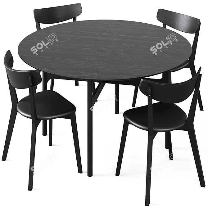 Rowico Home Colton Black Dining Set 3D model image 4