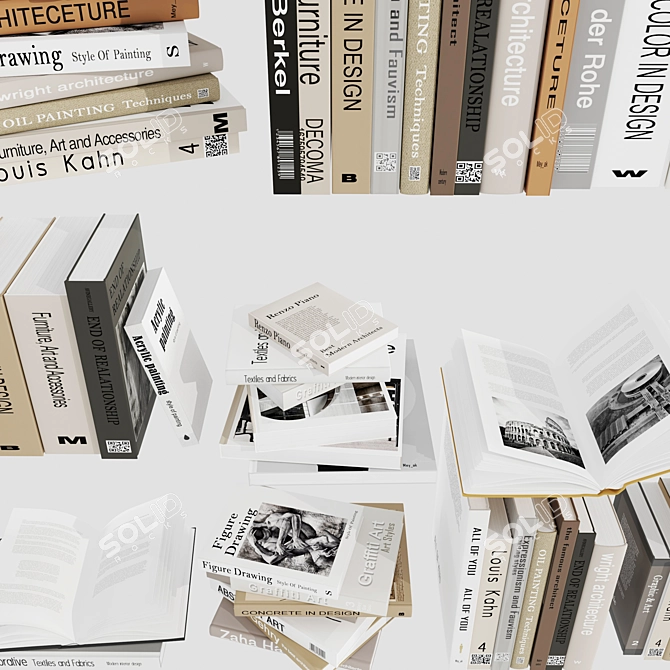 Diverse Book Collection Set 6 3D model image 4