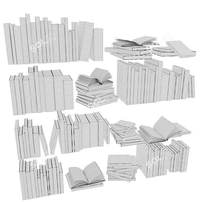 Diverse Book Collection Set 6 3D model image 7