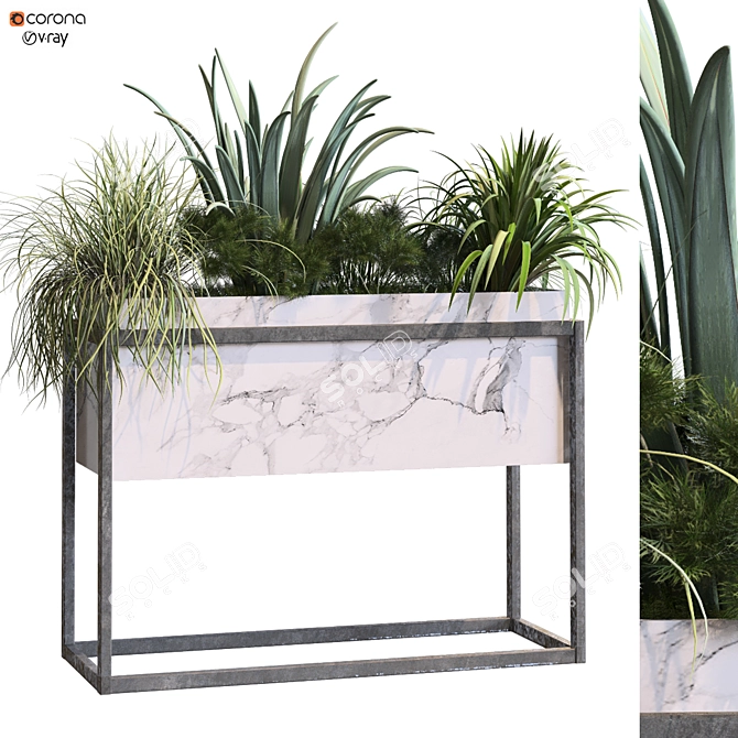 Modern Interior Plant Box Set 3D model image 1