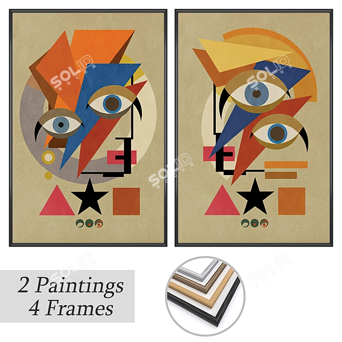 Artwork Set with Multiple Frames 3D model image 1