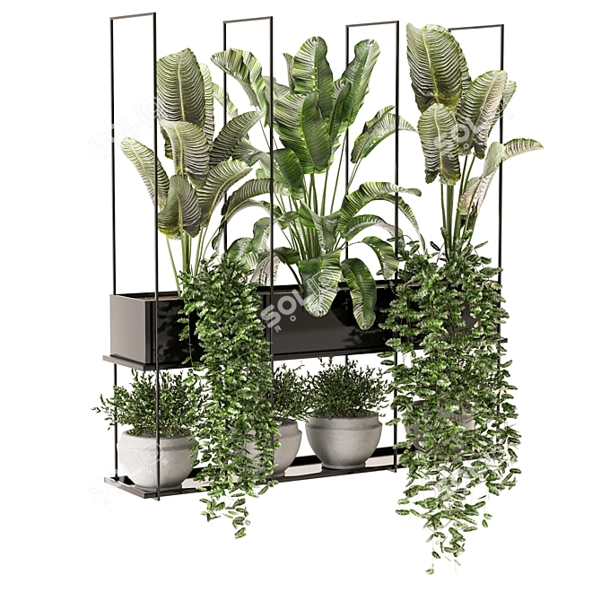 Metal Box Set of Hanging Plants 3D model image 1