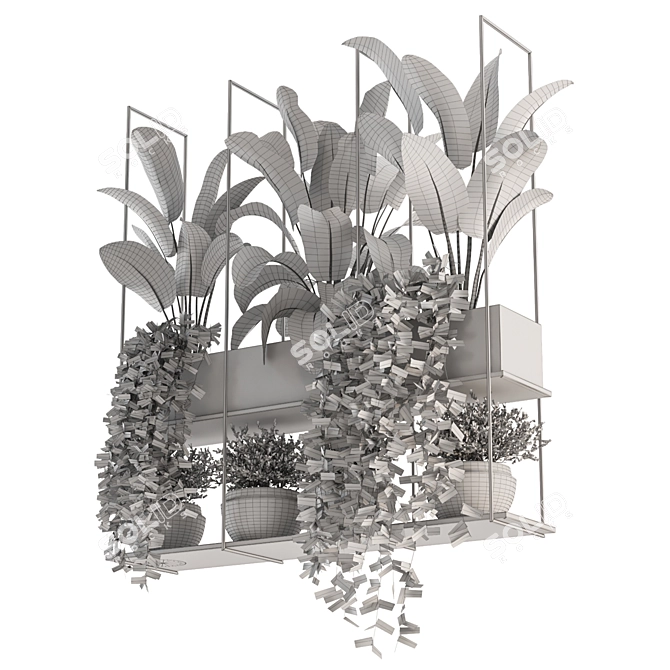 Metal Box Set of Hanging Plants 3D model image 5