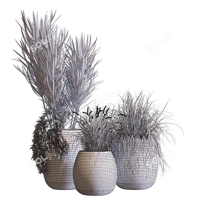 Modern Vase Set with Plants 3D model image 7