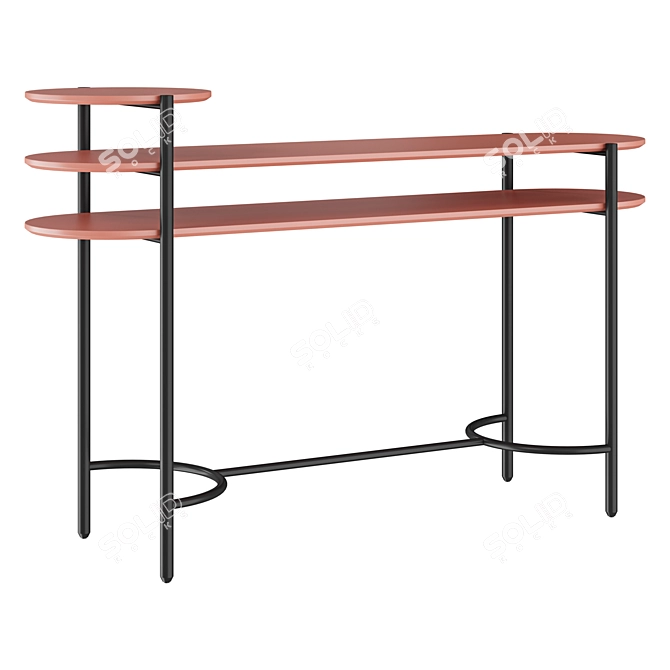 SANTANA Console Table: Wood Veneer & Lacquered Metal 3D model image 4