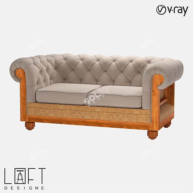 Modern Fabric-Wood Sofa Bed 3D model image 1