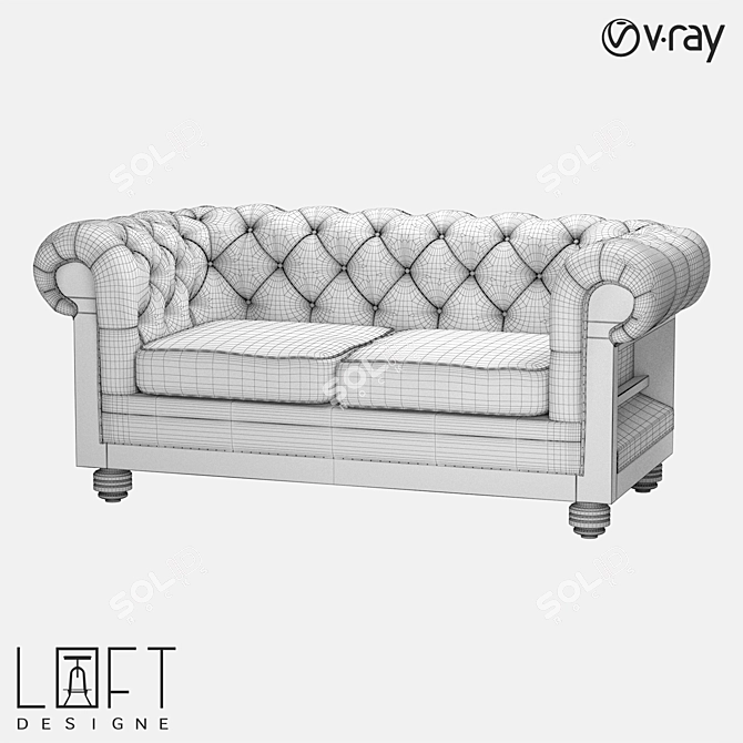 Modern Fabric-Wood Sofa Bed 3D model image 2