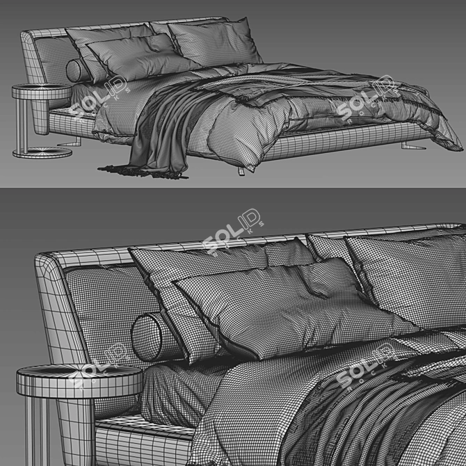 Modern 3D Bed Model.forName 3D model image 4