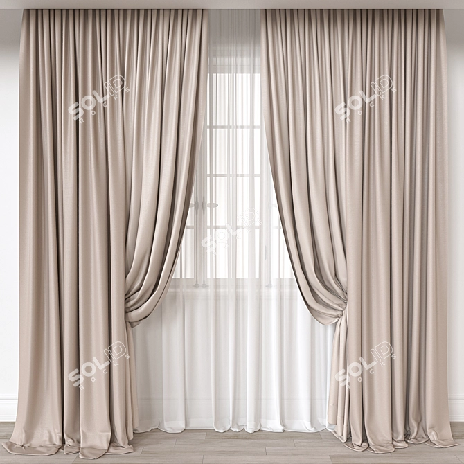 Versatile 3D Curtain Model 3D model image 1