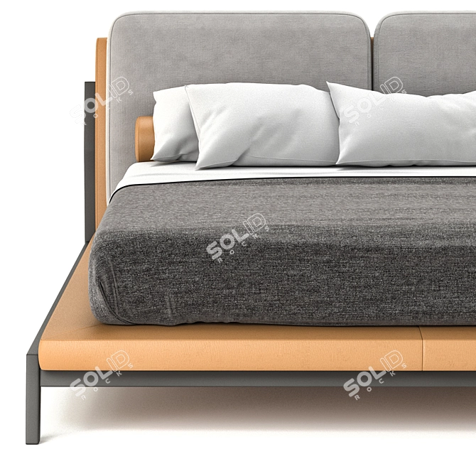 Modern Upholstered Camel-Hair Bed 3D model image 3