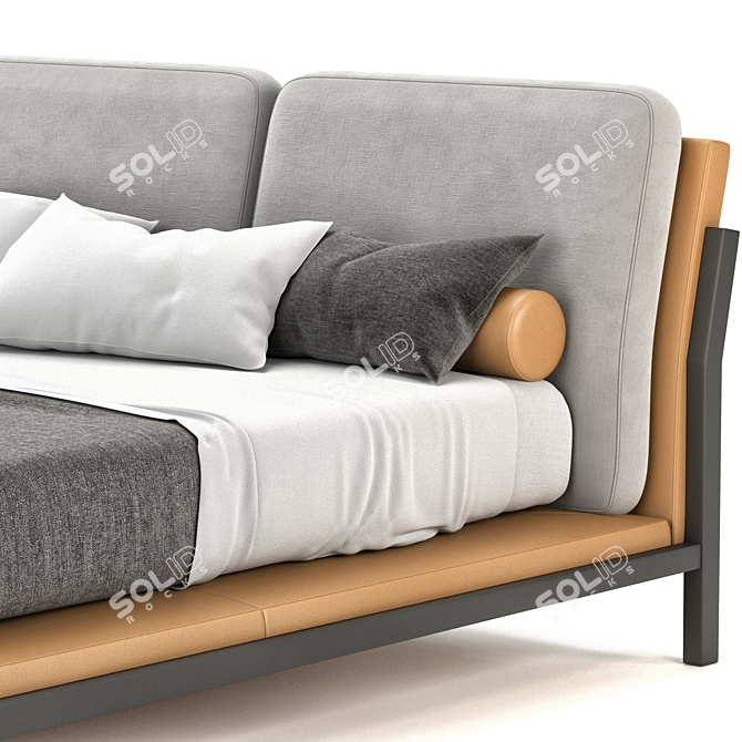 Modern Upholstered Camel-Hair Bed 3D model image 4
