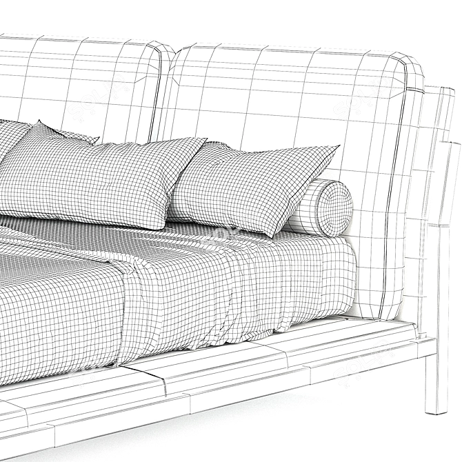 Modern Upholstered Camel-Hair Bed 3D model image 5