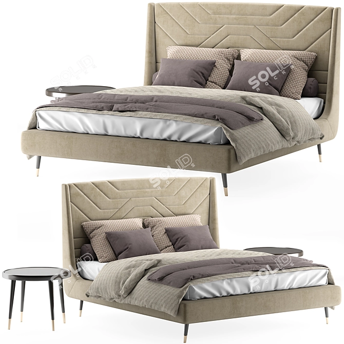 Elegant Amelie Bed Suite 3D model image 1