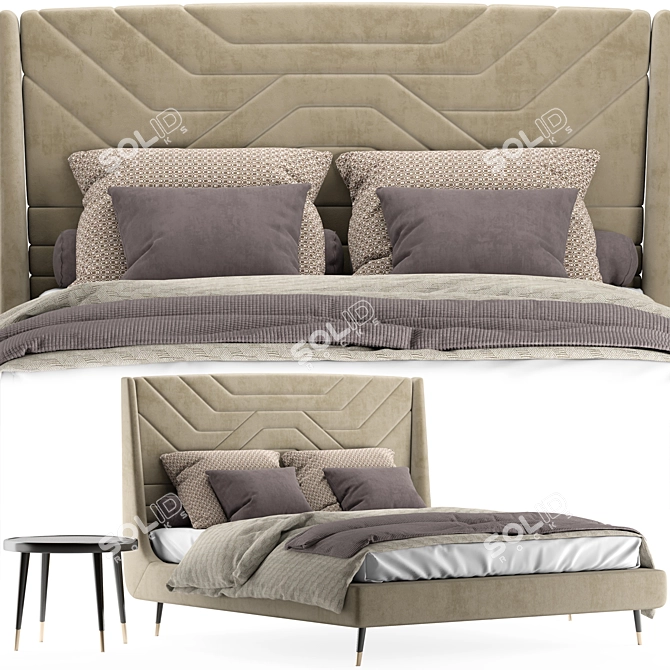 Elegant Amelie Bed Suite 3D model image 2