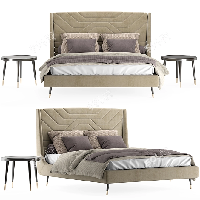 Elegant Amelie Bed Suite 3D model image 3