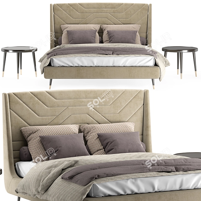 Elegant Amelie Bed Suite 3D model image 4