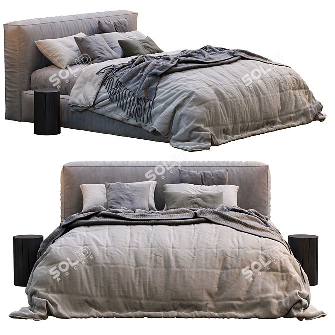 Sleek Vittoria Bold Bed 3D model image 4