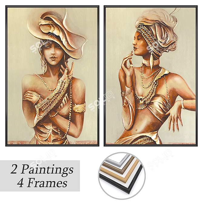 Artwork Set with Multiple Frames 3D model image 1