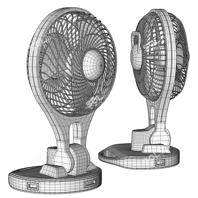 QuickCharge Dual-Speed Table Fan 3D model image 4