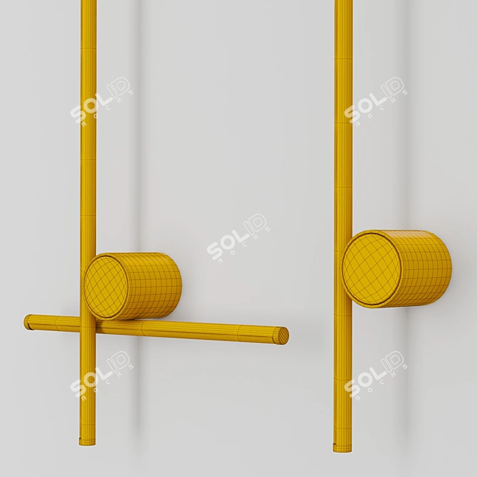 Elegant Metal Glass Coordinates Wall Lamp 3D model image 3