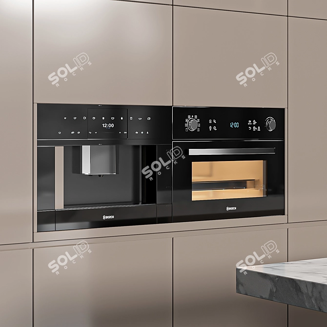 Contemporary Cream Kitchen Unit 3D model image 4