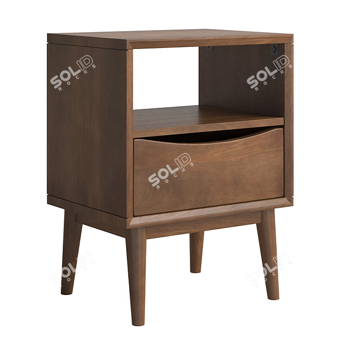 Sleek Monterey Nightstand - 3 Sizes 3D model image 1