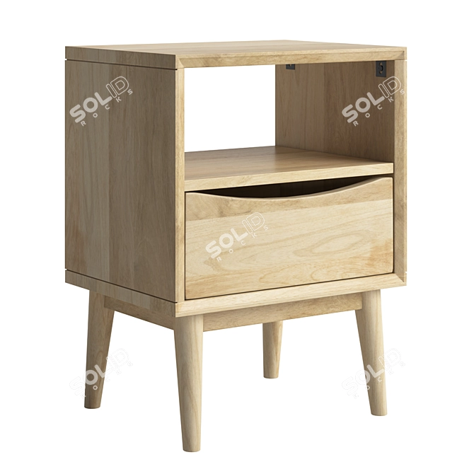 Sleek Monterey Nightstand - 3 Sizes 3D model image 2