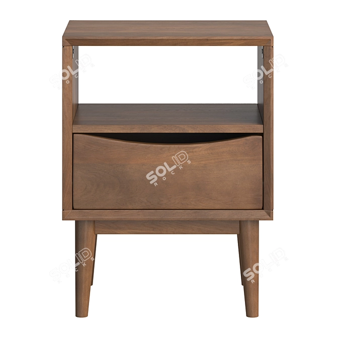 Sleek Monterey Nightstand - 3 Sizes 3D model image 3