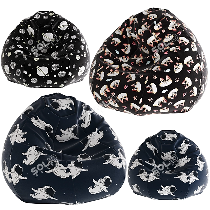 Cozy Bean Bag Chair Pouf 3D model image 1