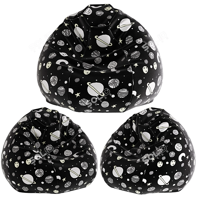 Cozy Bean Bag Chair Pouf 3D model image 4