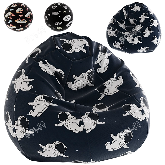 Cozy Bean Bag Chair Pouf 3D model image 7