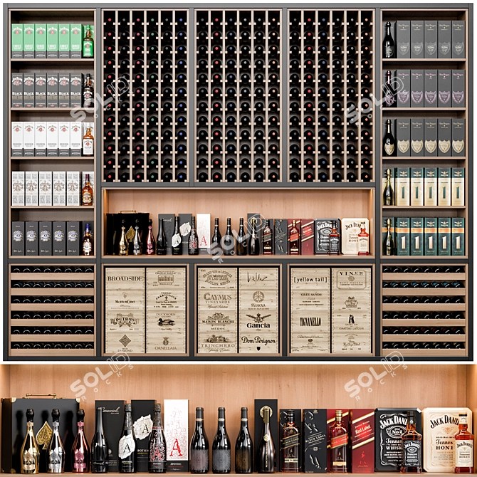  Industrial Wine Cellar Display Stand 3D model image 1