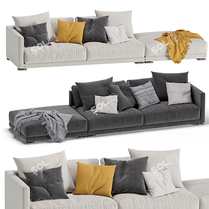 Elegant Poliform Bristol 2-Seater Sofa 3D model image 1