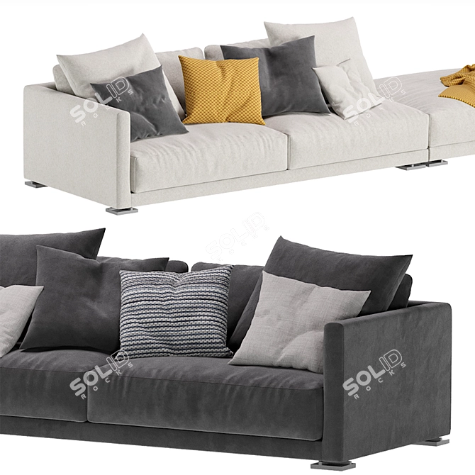 Elegant Poliform Bristol 2-Seater Sofa 3D model image 2