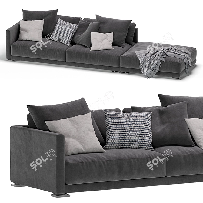 Elegant Poliform Bristol 2-Seater Sofa 3D model image 6