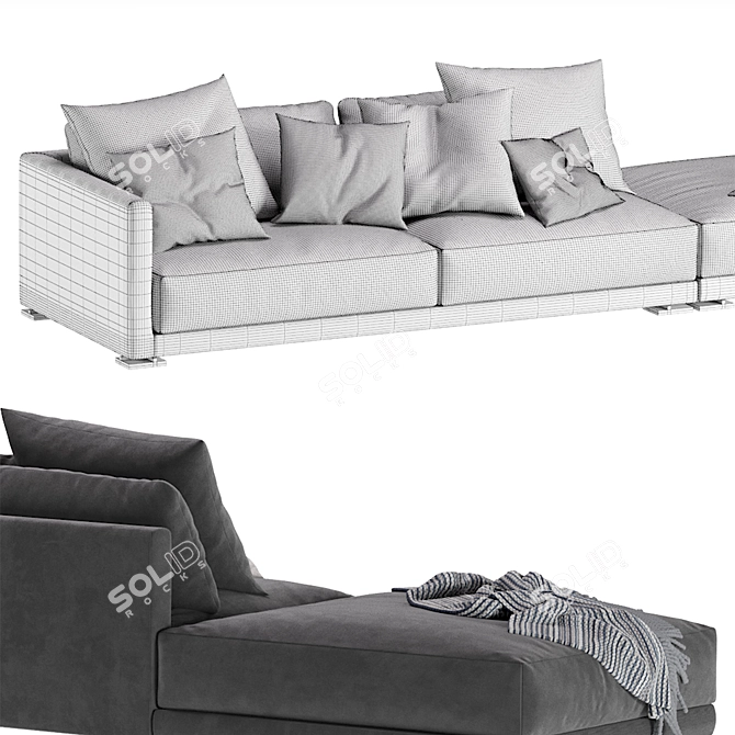 Elegant Poliform Bristol 2-Seater Sofa 3D model image 7