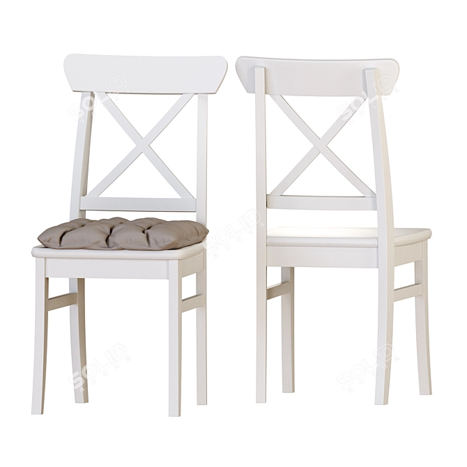 Elegant INGATORP Table Chairs Set 3D model image 4