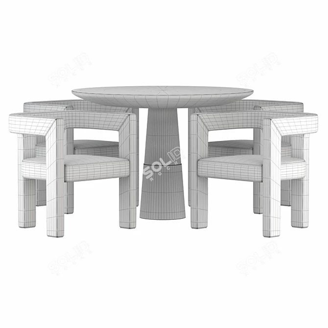 Sleek Dining Set with Ivory Armchair 3D model image 4