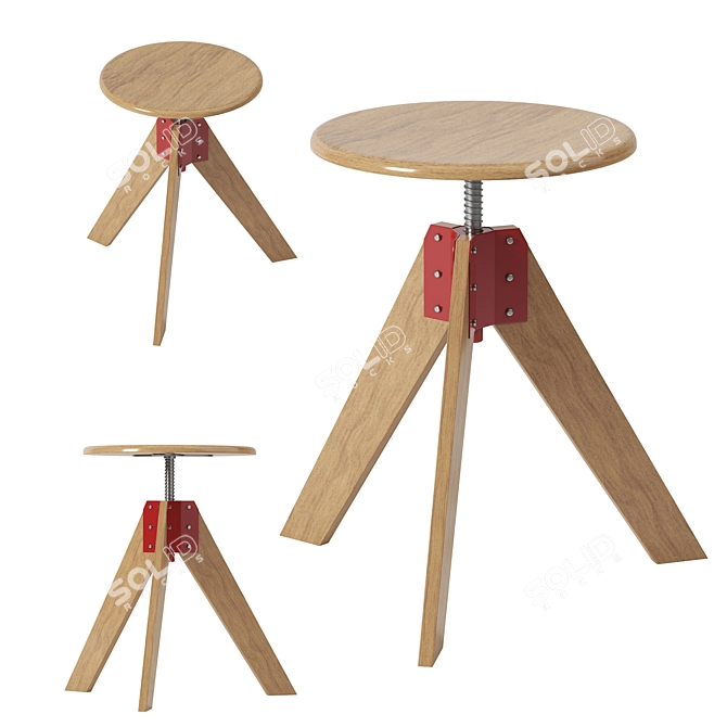 Modern Giotto Stool with Revolving Seat 3D model image 1