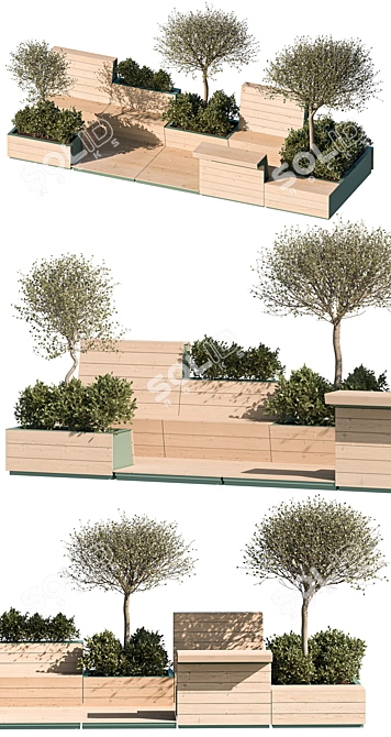 Urban Oasis Parklet with Lush Greenery 3D model image 4