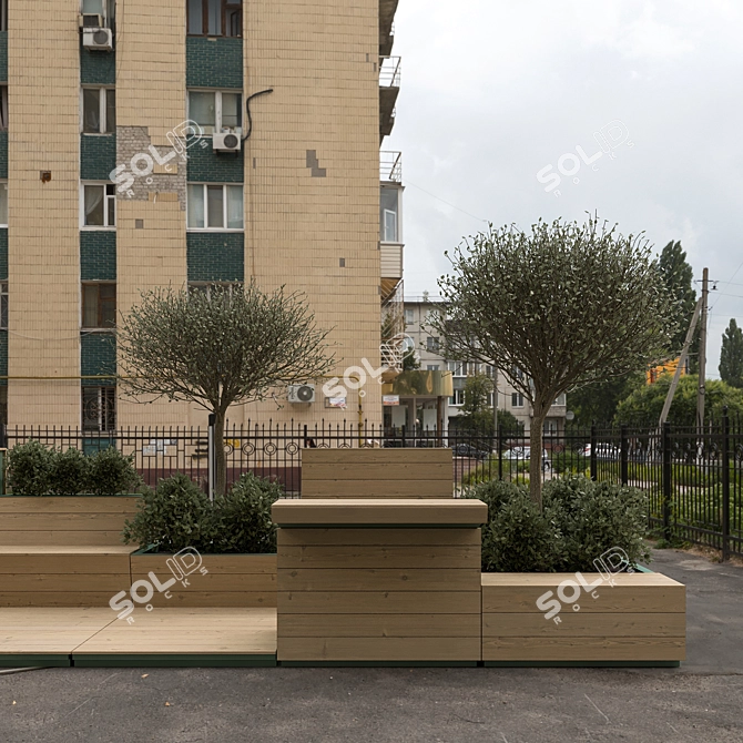 Urban Oasis Parklet with Lush Greenery 3D model image 6